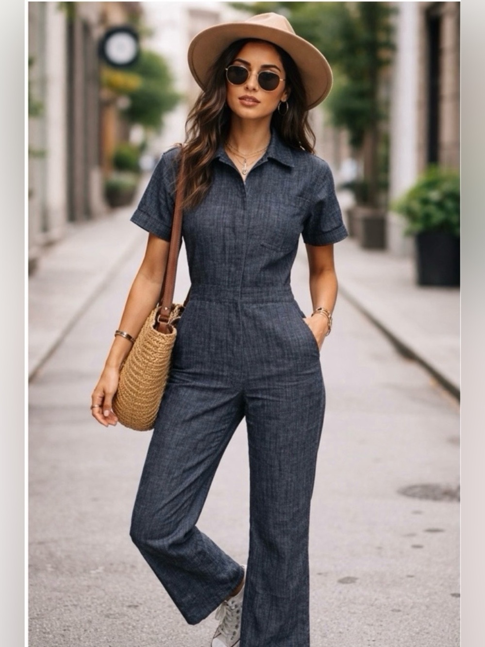 Nooworks Denim Chambray Zip Front Jumpsuit XXS Made USA